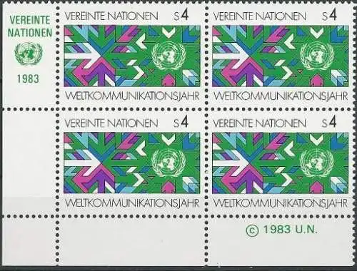 UNO WIEN 1983 Mi-Nr. 29 Eckrand-Viererblock ** MNH