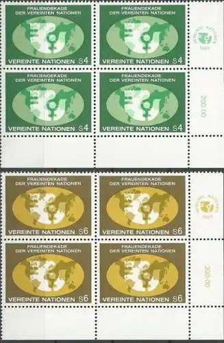 UNO WIEN 1980 Mi-Nr. 9/10 Eckrand-Viererblocks ** MNH