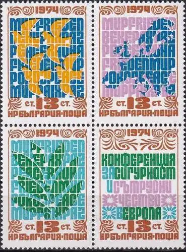 BULGARIEN 1974 Mi-Nr. 2365/68 aus Block 53 A ** MNH