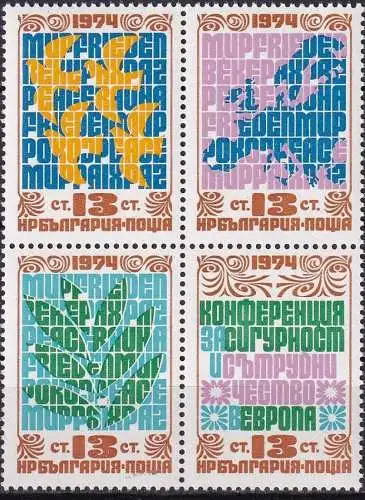 BULGARIEN 1974 Mi-Nr. 2365/68 aus Block 53 A ** MNH