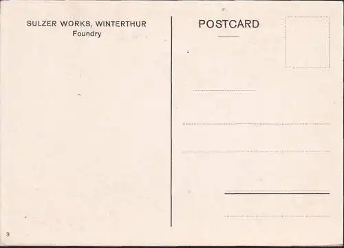 Sulzer Werke Winterthur Postkarte Nr. 3 Gießerei