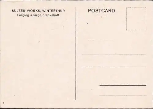 Sulzer Werke Winterthur Postkarte Nr. 2 Schmieden einer großen Kurbelwelle