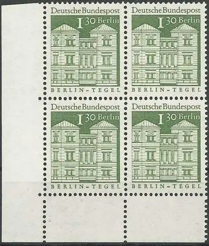 BERLIN 1966 Mi-Nr. 284 Eckrand-Viererblock ** MNH