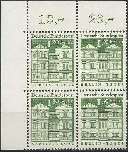 BERLIN 1966 Mi-Nr. 284 Eckrand-Viererblock ** MNH