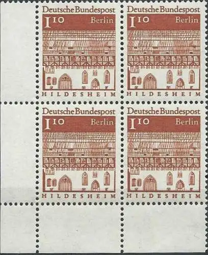 BERLIN 1966 Mi-Nr. 283 Eckrand-Viererblock ** MNH
