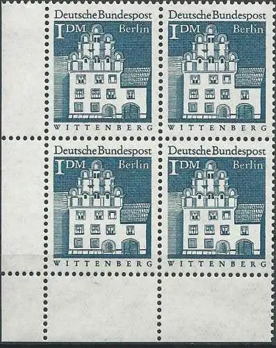 BERLIN 1966 Mi-Nr. 282 Eckrand-Viererblock ** MNH