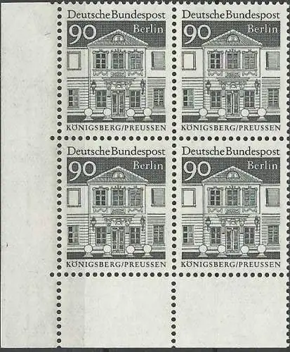 BERLIN 1966 Mi-Nr. 281 Eckrand-Viererblock ** MNH