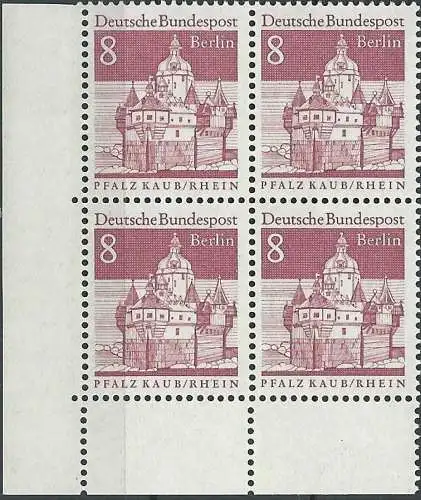 BERLIN 1966 Mi-Nr. 271 Eckrand-Viererblock ** MNH