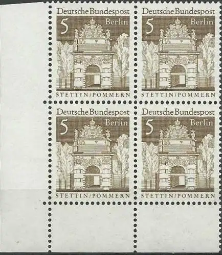 BERLIN 1966 Mi-Nr. 270 Eckrand-Viererblock ** MNH