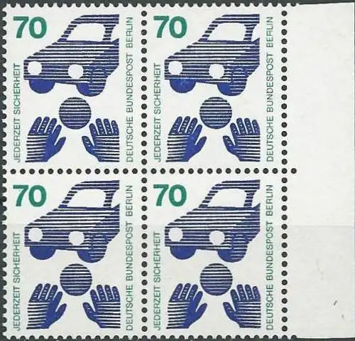 BERLIN 1973 Mi-Nr. 453 Viererblock vom Rand ** MNH