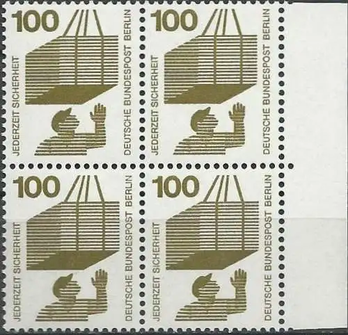 BERLIN 1971 Mi-Nr. 410 Viererblock vom Rand ** MNH