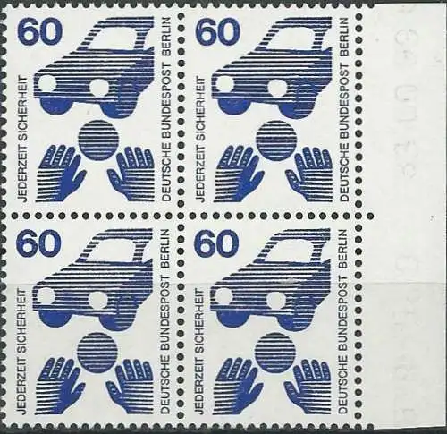 BERLIN 1971 Mi-Nr. 409 Viererblock vom Rand ** MNH