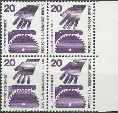 BERLIN 1971 Mi-Nr. 404 Viererblock vom Rand ** MNH