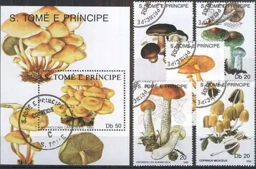 S. TOME E PRINCIPE 1990 Mi-Nr. 1184/88 + Block 237 o used - aus Abo