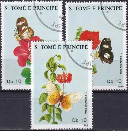 S. TOME E PRINCIPE 1988 Mi-Nr. 1062/64 o used - aus Abo