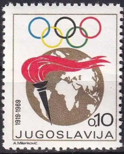 JUGOSLAWIEN 1969 Mi-Nr. 37 A Zuschlagmarke ** MNH