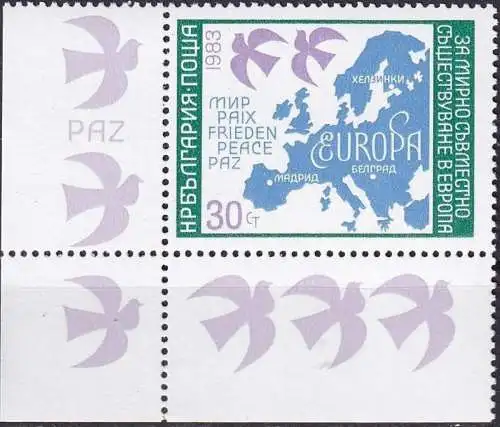 BULGARIEN 1983 Mi-Nr. 3220 Eckrand ** MNH