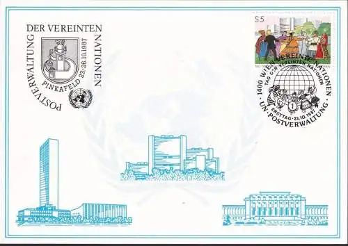 UNO WIEN 1987 Mi-Nr. 69 WEISSE KARTE - PINKAFELD 23.10.1987