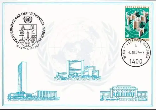 UNO WIEN 1987 Mi-Nr. 67 WEISSE KARTE - WIEN 4.10.1987