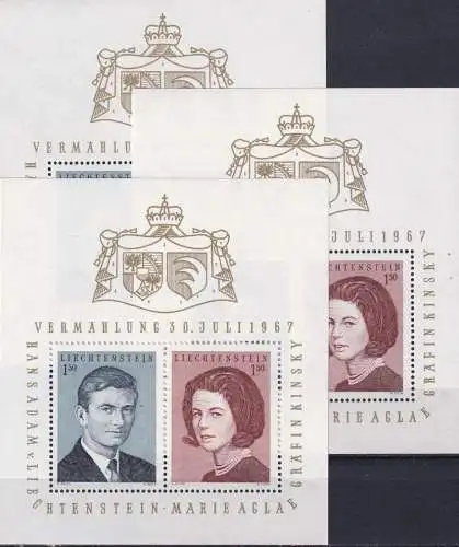 LIECHTENSTEIN 1967 Mi-Nr. Block 7 3 Stück ** MNH