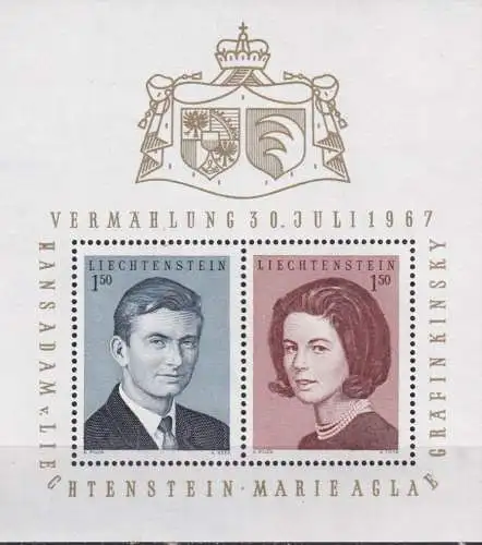 LIECHTENSTEIN 1967 Mi-Nr. Block 7 ** MNH