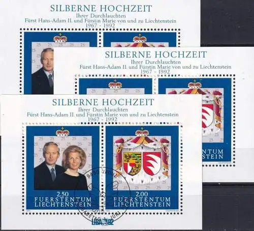 LIECHTENSTEIN 1992 Mi-Nr. Block 14 3 Stück o used - aus Abo