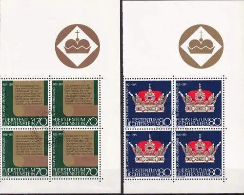 LIECHTENSTEIN 1971 Mi-Nr. 546/47 Eckrand-Viererblock o used - aus Abo