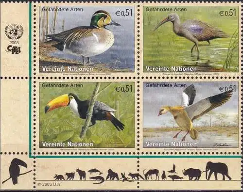 UNO WIEN 2003 Mi-Nr. 389/92 ** MNH gefährdete Arten