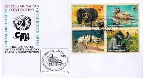 UNO WIEN 2001 Mi-Nr. 327/30 FDC