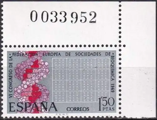 SPANIEN 1969 Mi-Nr. 1807 Eckrand ** MNH - CEPT