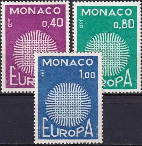 MONACO 1970 Mi-Nr. 977/79 ** MNH - CEPT