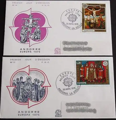 FRANZ. ANDORRA 1975 Mi-Nr. 264/65 CEPT FDC