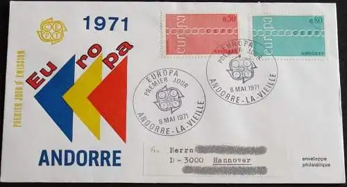 FRANZ. ANDORRA 1971 Mi-Nr. 232/33 CEPT FDC