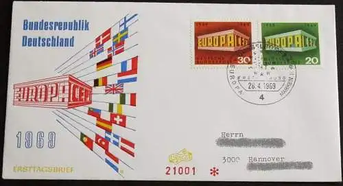 DEUTSCHLAND 1969 Mi-Nr. 583/84 CEPT FDC