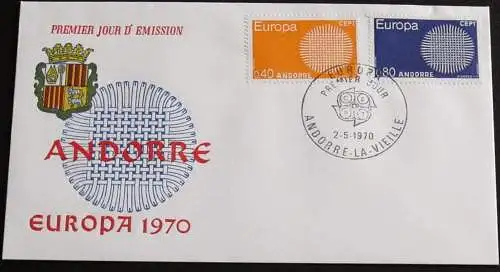 FRANZ. ANDORRA 1970 Mi-Nr. 222/23 CEPT FDC