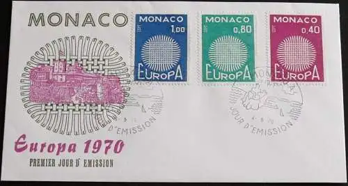MONACO 1970 Mi-Nr. 977/79 CEPT FDC