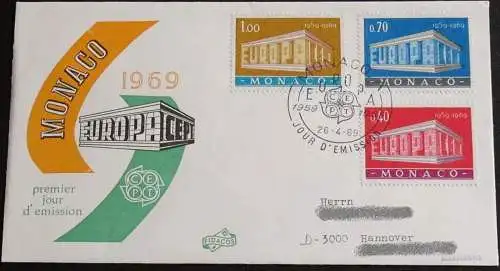 MONACO 1969 Mi-Nr. 929/31 CEPT FDC