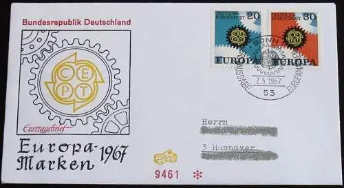 DEUTSCHLAND 1967 Mi-Nr. 533/34 CEPT FDC