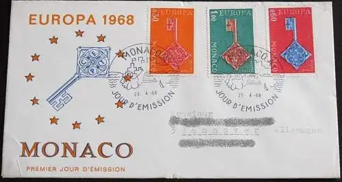 MONACO 1968 Mi-Nr. 879/81 CEPT FDC