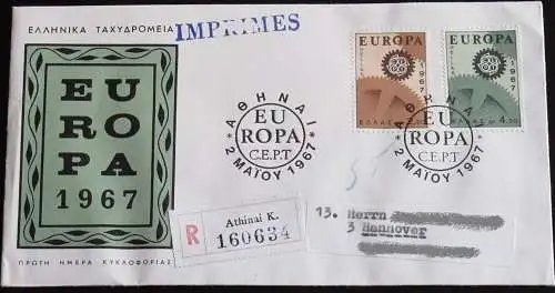 GRIECHENLAND 1967 Mi-Nr. 948/49 CEPT FDC