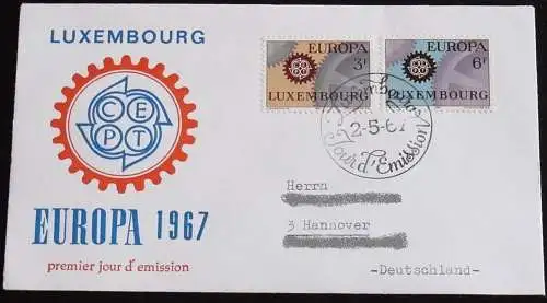 LUXEMBURG 1967 Mi-Nr. 748/49 CEPT FDC