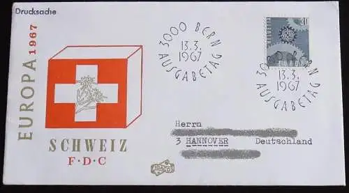 SCHWEIZ 1967 Mi-Nr. 850 CEPT FDC