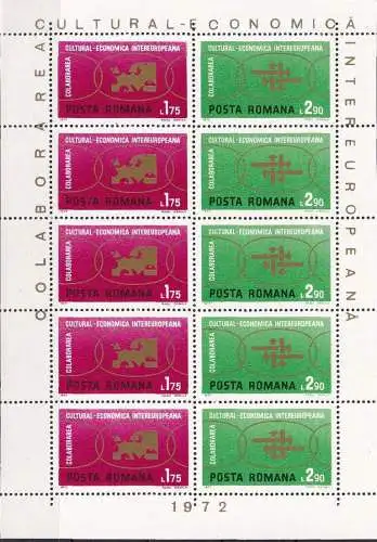 RUMÄNIEN 1972 Mi-Nr. 3020/21 Kleinbogen ** MNH - CEPT