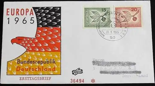 DEUTSCHLAND 1965 Mi-Nr. 483/84 CEPT FDC
