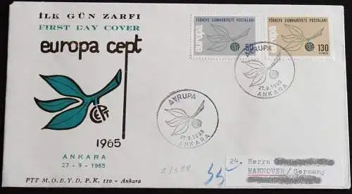 TÜRKEI 1965 Mi-Nr. 1961/62 CEPT FDC