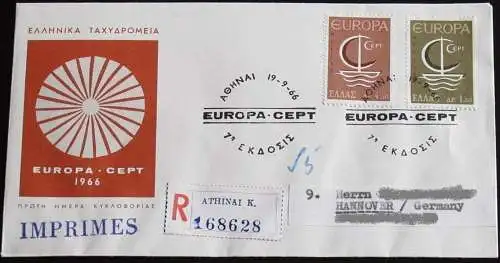 GRIECHENLAND 1966 Mi-Nr. 919/20 CEPT FDC