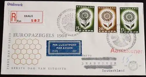 NIEDERLANDE 1964 Mi-Nr. 827/28 CEPT FDC