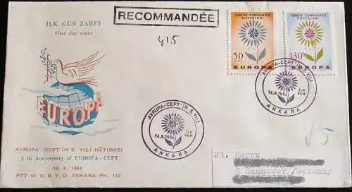 TÜRKEI 1964 Mi-Nr. 1917/18 CEPT FDC