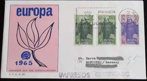 SPANIEN 1965 Mi-Nr. 1565/66 CEPT FDC
