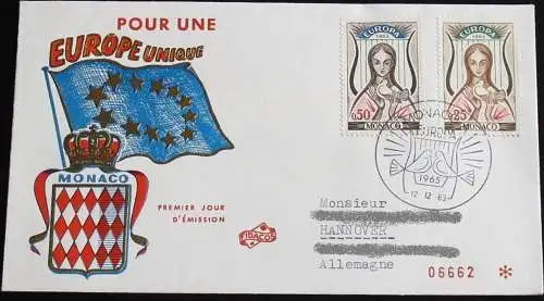 MONACO 1963 Mi-Nr. 742/43 CEPT FDC